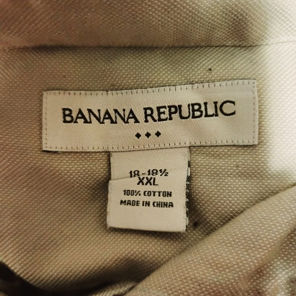 Banana Republic Tan Long Sleeve 100% Cotton Button Up Shirt Men's XXL 18-18.5